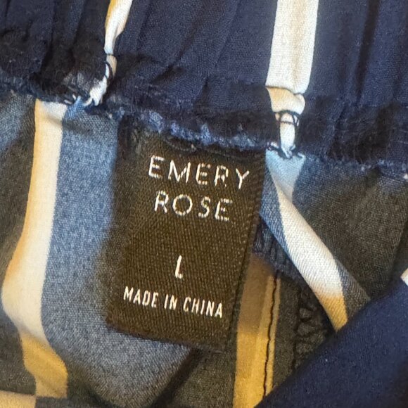 Emery Rose Navy Striped A-Line Midi Skirt Size L - Picture 2 of 2